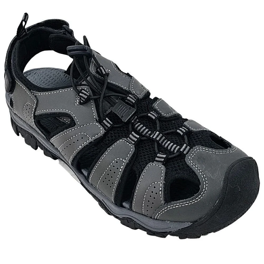 EDDIE BAUER Stewart Bump Toe Gray Leather Bump Toe Fishermans Sandal 11M